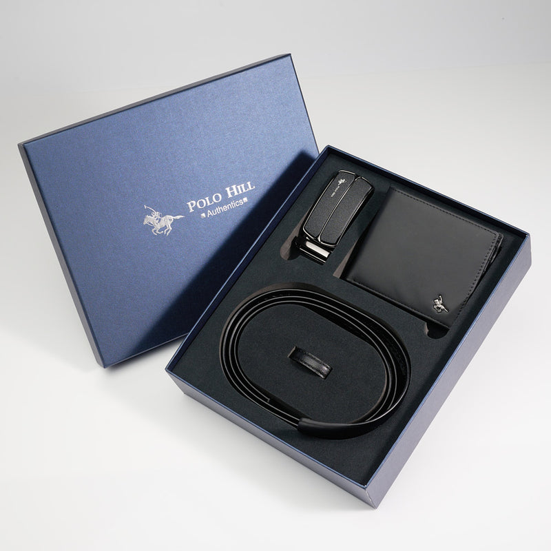 Load image into Gallery viewer, Gift Box 2-in-1 Bundle Set Genuine Leather RFID Protected Wallet Automatic Buckle Belt