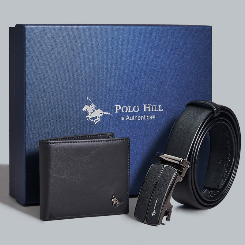 Load image into Gallery viewer, Gift Box 2-in-1 Bundle Set Genuine Leather RFID Protected Wallet Automatic Buckle Belt