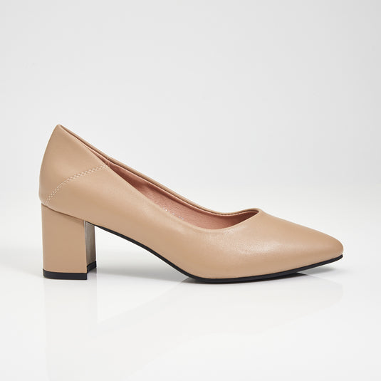 Mid Block Heels Pointed Court Shoes