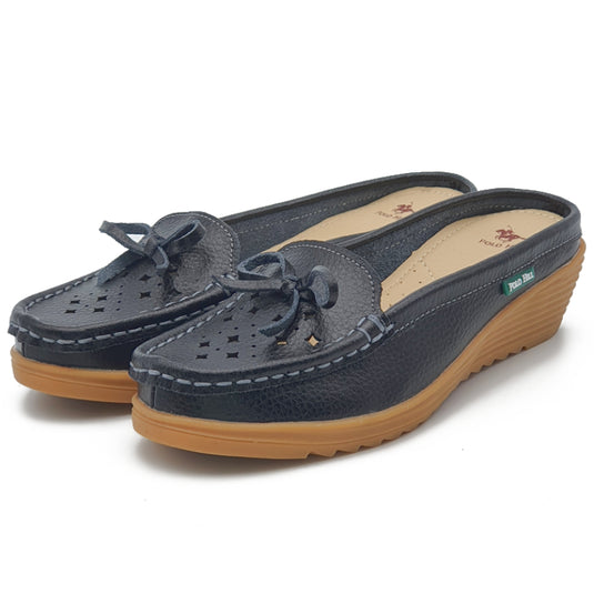 Slide On Closed Toe Wedge Mules Shoes