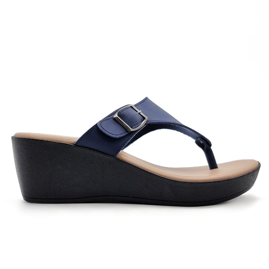 Buckle Toe-Post Wedge Sandals