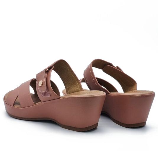 Cross Vamp Slide Wedge Sandals