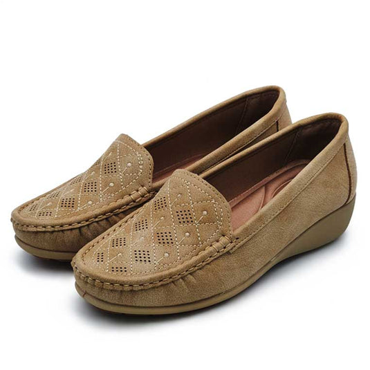 Low Wedge Heel Slip On Loafers