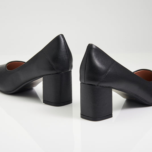 Mid Block Heels Pointed Court Shoes