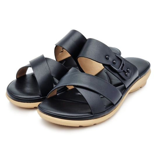 Cross Vamp Slip On Wedge Sandals