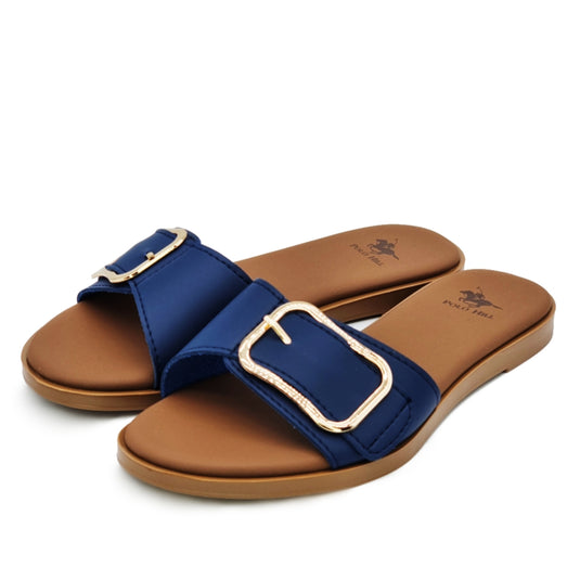 Buckle Strap Slide Flat Sandals