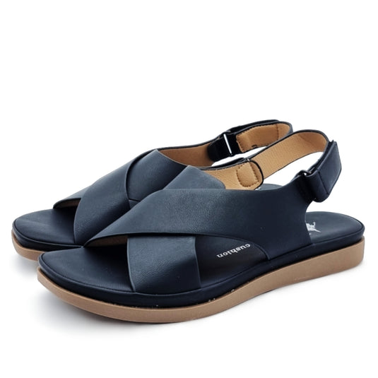 Cross Band Velcro Slingback Sandals