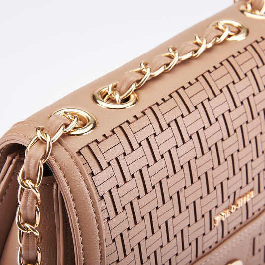 Rosette Flap Chain Sling Bag