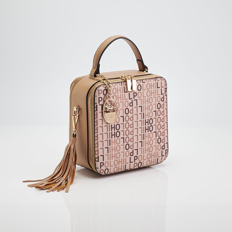Load image into Gallery viewer, Ladies Monogram Dual Zip Crossbody Sling Bag
