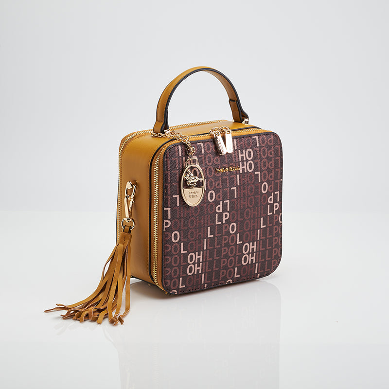 Load image into Gallery viewer, Ladies Monogram Dual Zip Crossbody Sling Bag
