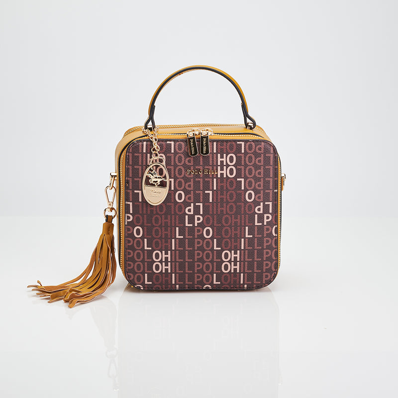 Load image into Gallery viewer, Ladies Monogram Dual Zip Crossbody Sling Bag
