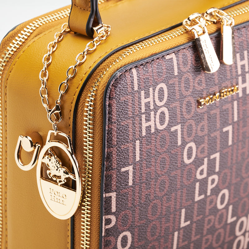 Load image into Gallery viewer, Ladies Monogram Dual Zip Crossbody Sling Bag
