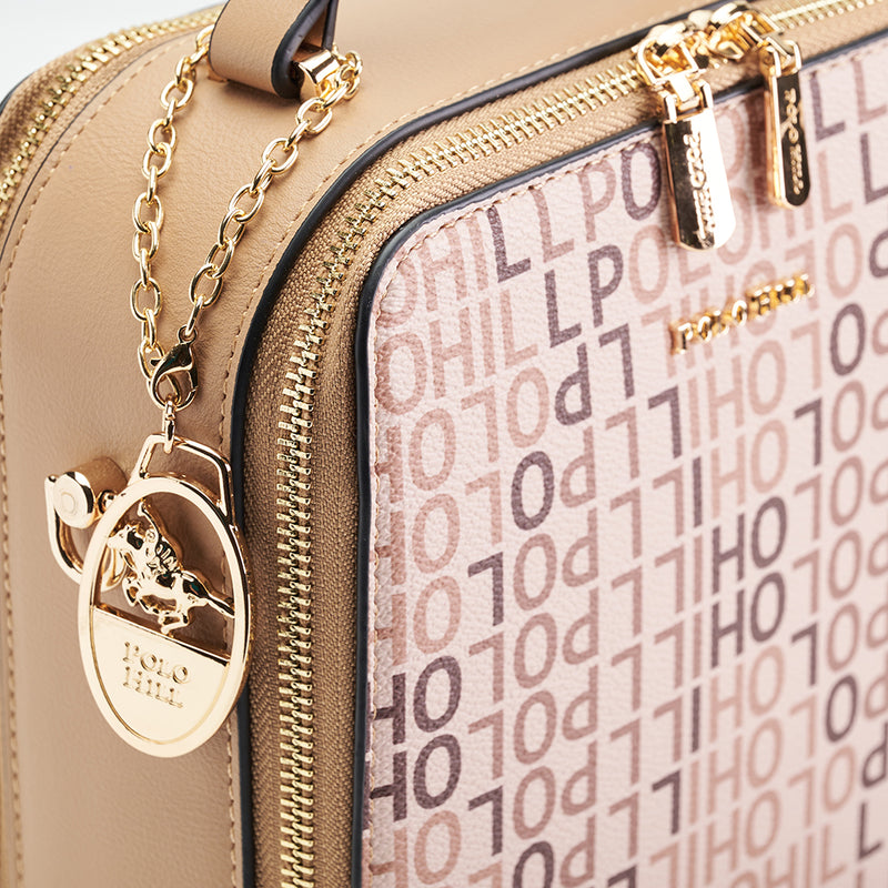 Load image into Gallery viewer, Ladies Monogram Dual Zip Crossbody Sling Bag
