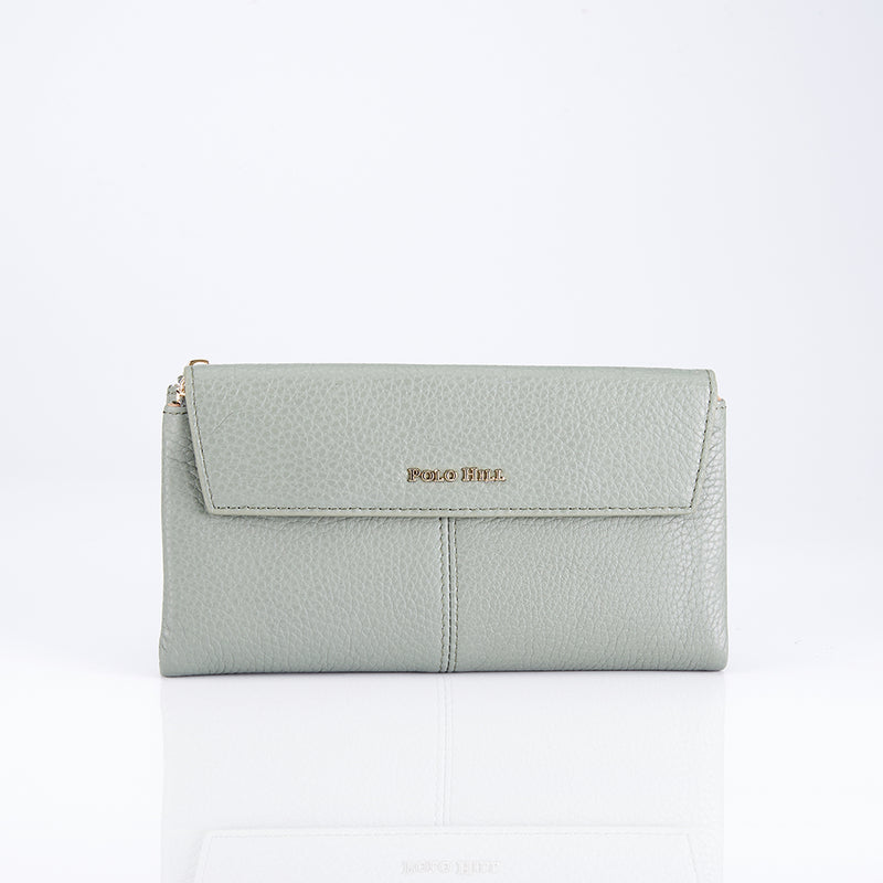Load image into Gallery viewer, Genuine Leather Flap Long Purse Wallet

