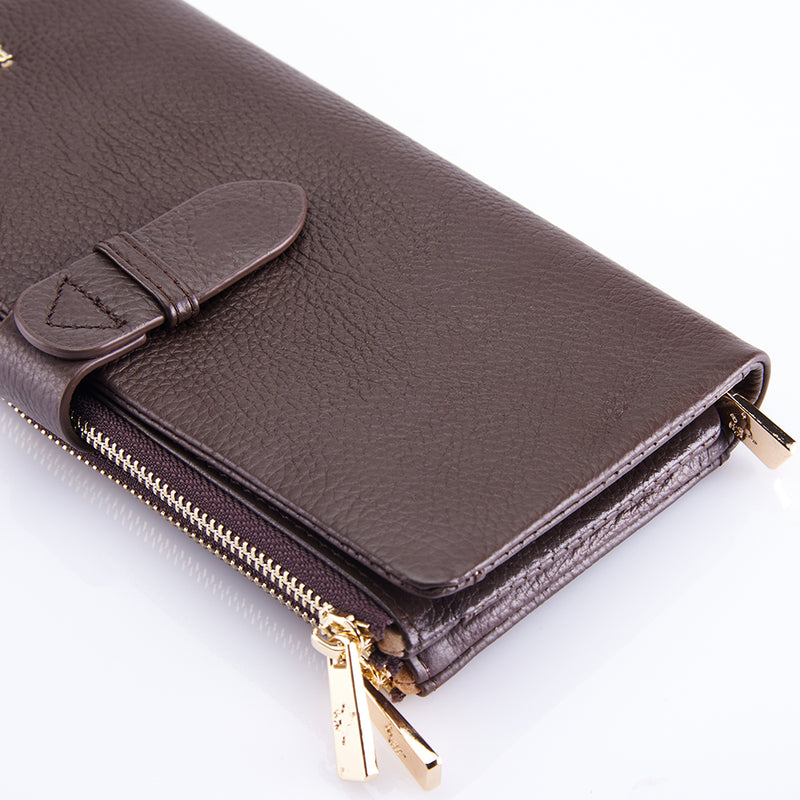 Load image into Gallery viewer, Genuine Leather Bi-Fold Long Purse Wallet
