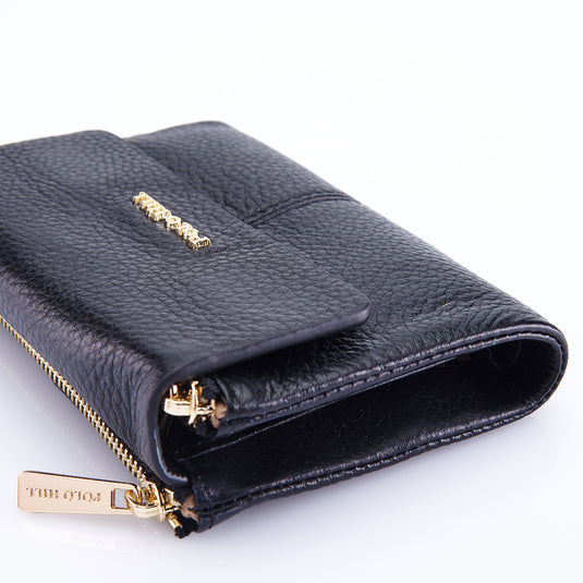 Genuine Leather Flap Short Purse Wallet