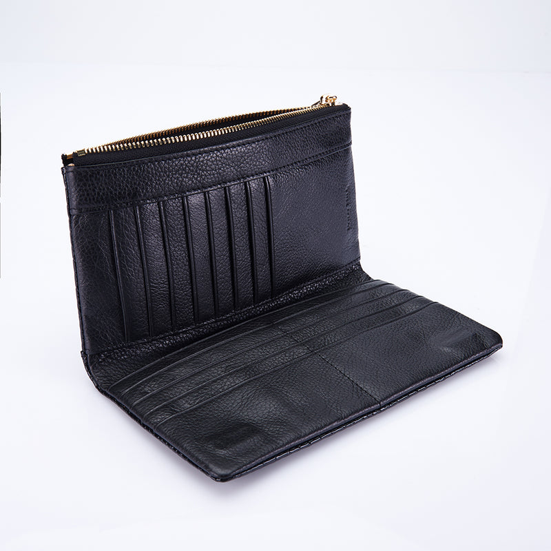 Load image into Gallery viewer, Genuine Leather Long Bi-Fold Purse Wallet

