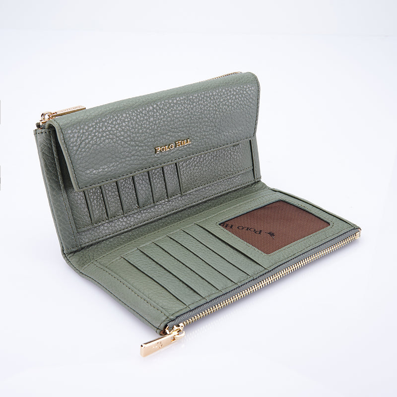 Load image into Gallery viewer, Genuine Leather Flap Long Purse Wallet
