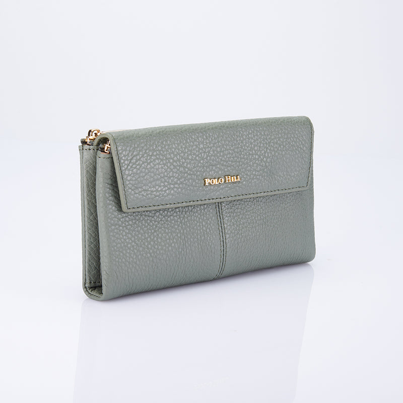Load image into Gallery viewer, Genuine Leather Flap Long Purse Wallet
