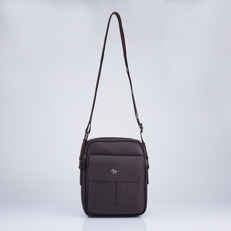 Load image into Gallery viewer, Faux Leather Flap Crossbody Sling Bag Brown

