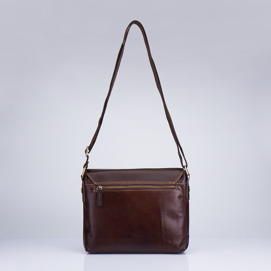 Genuine Leather Snap Button Crossbody Messenger Satchel Bag