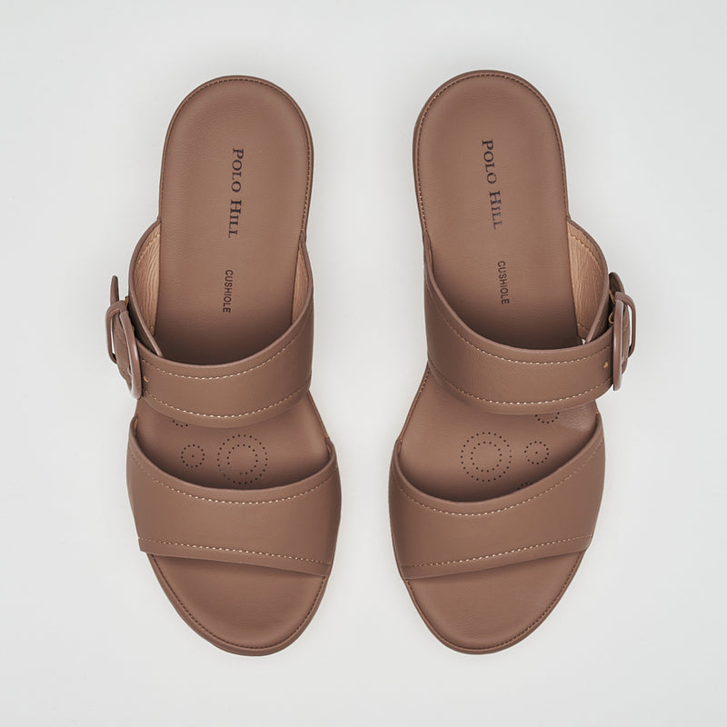 Load image into Gallery viewer, Two Band Mule Wedge Sandals
