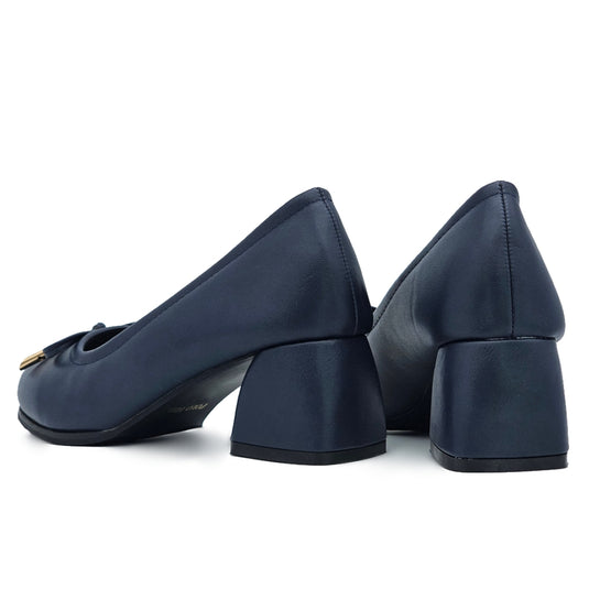 Rounded Square Toe Bow Knot Block Heels