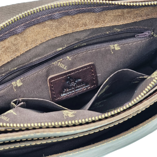 Genuine Leather Flap Over Crossbody Messenger Satchel Bag