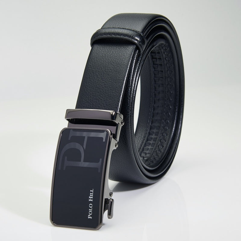 Load image into Gallery viewer, POLO HILL Men Premium Gift Box Bundle Set Genuine Leather RFID Secured Wallet Automatic Buckle PMAS-0A-004
