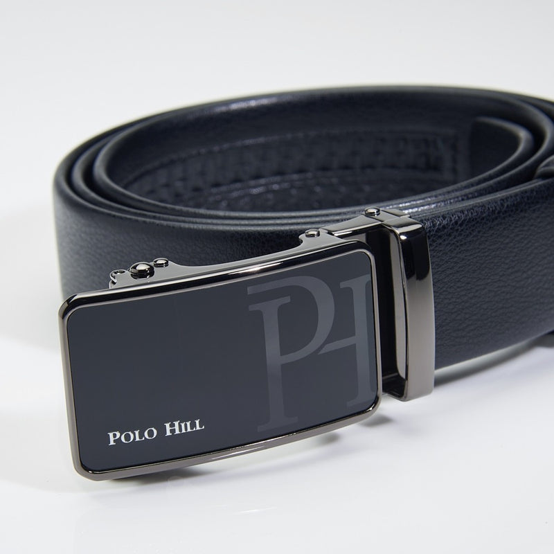 Load image into Gallery viewer, POLO HILL Men Premium Gift Box Bundle Set Genuine Leather RFID Secured Wallet Automatic Buckle PMAS-0A-004

