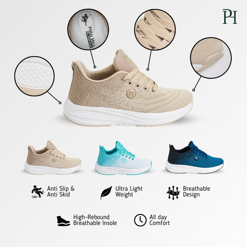 Load image into Gallery viewer, POLO HILL Ladies Lace Up Athleisure Knit Sneakers PLSA-LS5516
