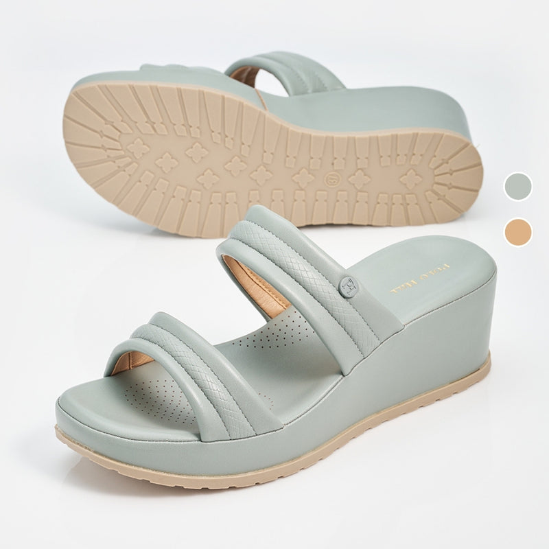 Load image into Gallery viewer, Ladies Two Band Wedges Sandal
