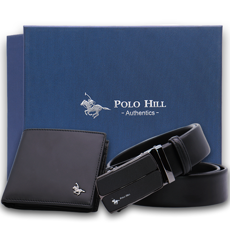 Load image into Gallery viewer, Gift Box 2-in-1 Bundle Set Genuine Leather RFID Protected Wallet Automatic Buckle Belt
