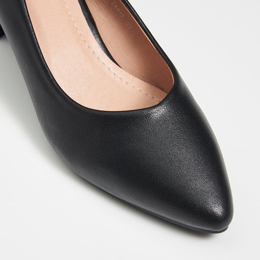 Mid Block Heels Pointed Court Shoes