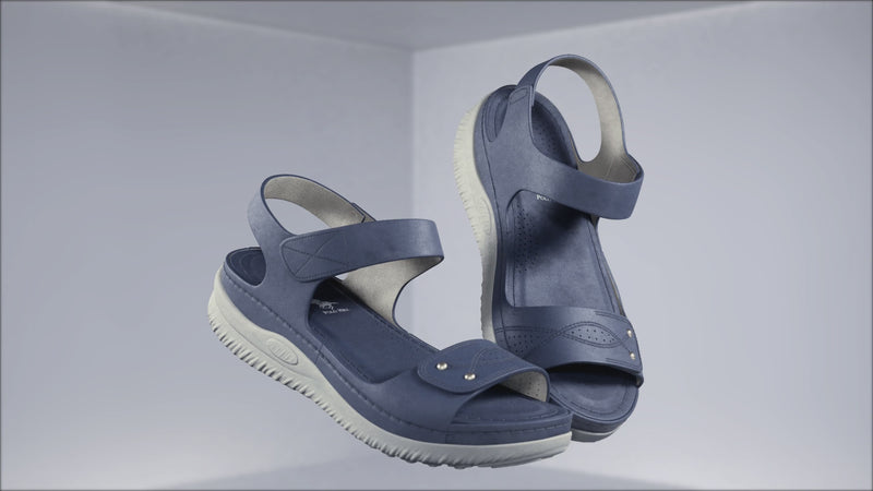 Load and play video in Gallery viewer, Hook-and-Loop Double Velcro Strap Wedge Sandals
