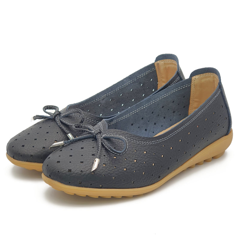 Load image into Gallery viewer, Punched Hole Low Wedge Ballet Shoes
