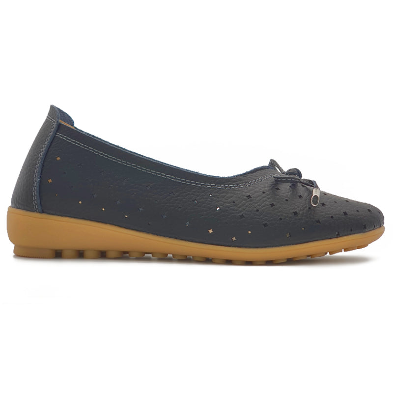Load image into Gallery viewer, Punched Hole Low Wedge Ballet Shoes
