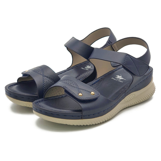 Hook-and-Loop Double Velcro Strap Wedge Sandals