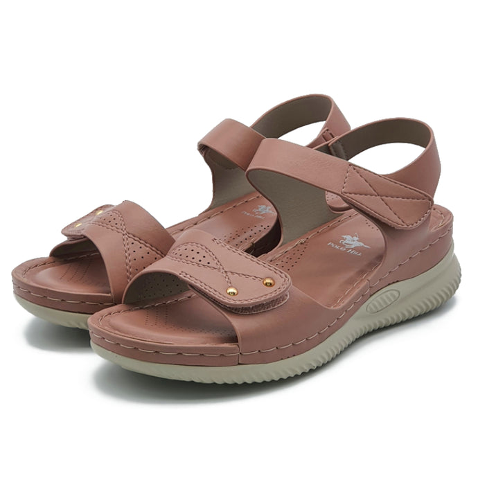 Hook-and-Loop Double Velcro Strap Wedge Sandals