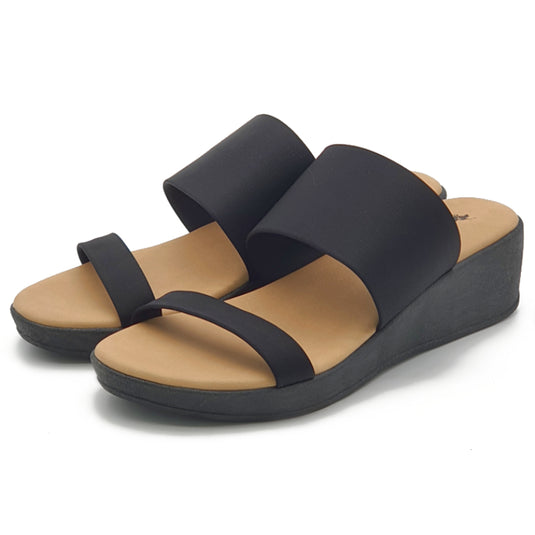 Toe Band Slide Wedge Sandals