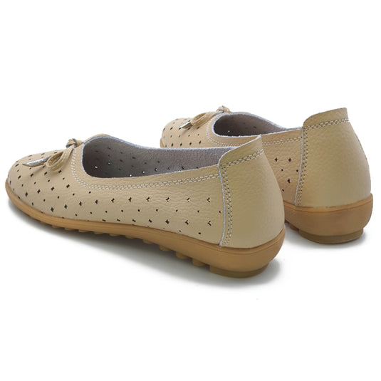 Punched Hole Low Wedge Ballet Shoes