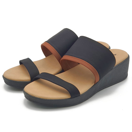 Toe Band Slide Wedge Sandals