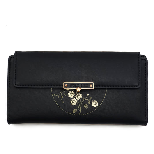 Long Snap Button Bi-Fold Wallet