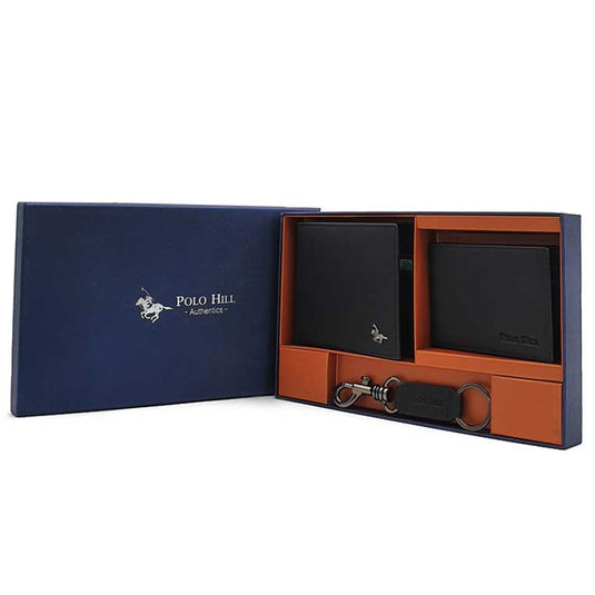 Gift Box 3-in-1 Bundle Set Genuine Leather RFID Blocking Bifold Wallet & Cardholder Wallet