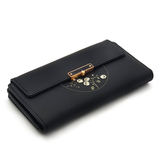 Long Snap Button Bi-Fold Wallet