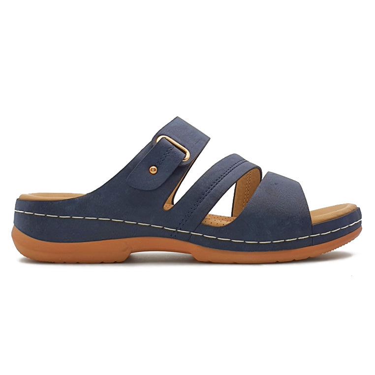 Load image into Gallery viewer, Three Band Slide Wedge Sandals
