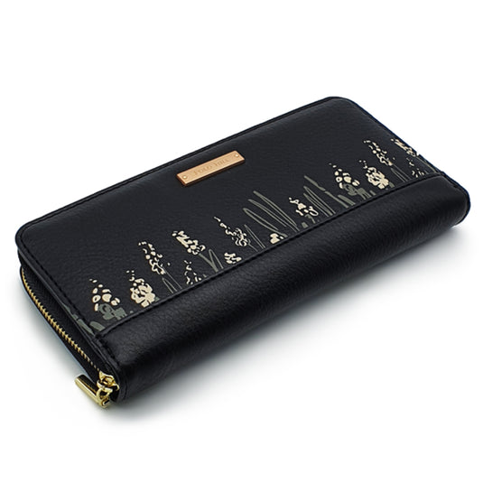 Long Snap Button Bi-Fold Wallet with Zipper