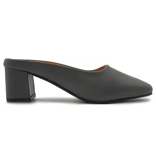 Round Toe Mid-Heeled Mules