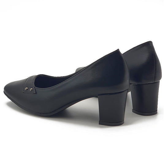 Mid Block Heel Round Toe Office Shoes