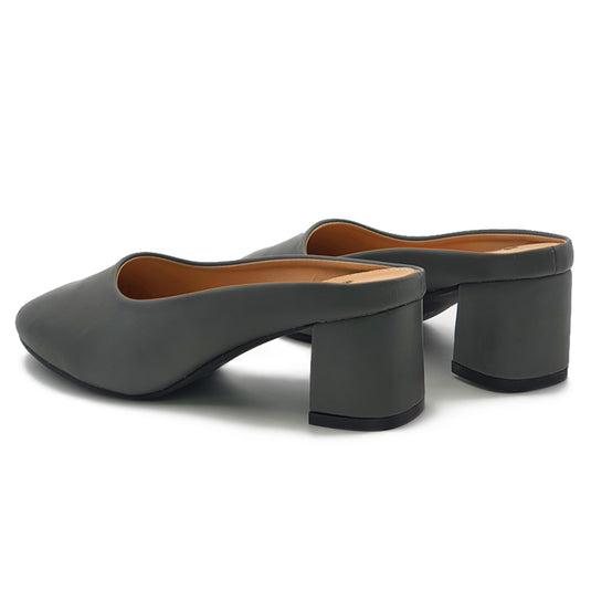 Round Toe Mid-Heeled Mules